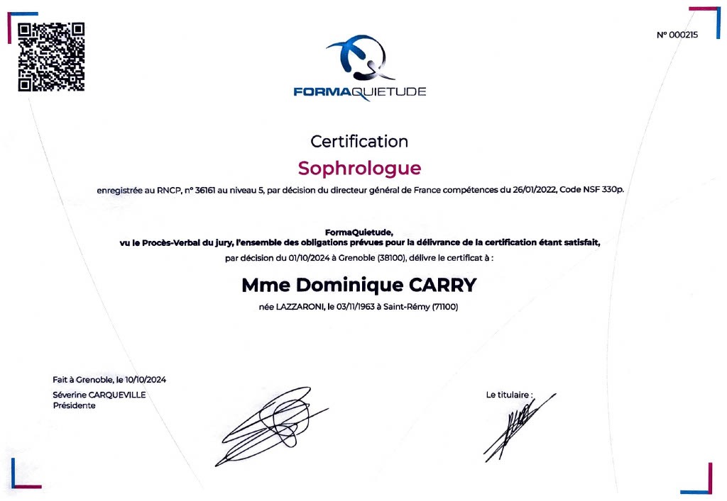 photo diplome Carrysophroconseil EI