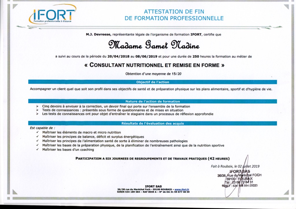 photo diplome Nadine Gamet