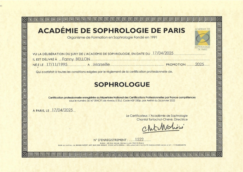 photo diplome Fanny Bellon 🦋 Le Papillon Bleu