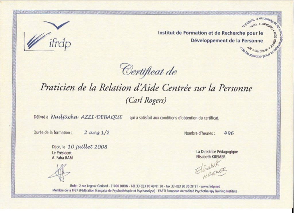 photo diplome Nadjücka Debaque-Azzi