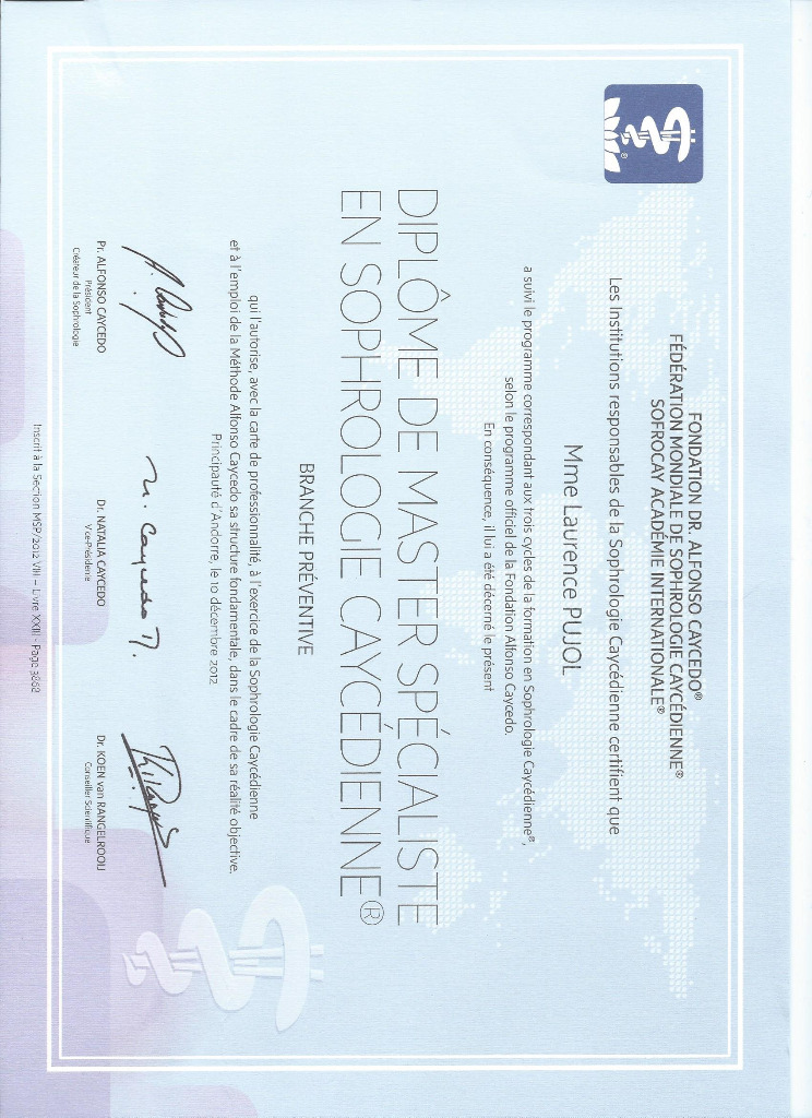 photo diplome Prendre soin d’être 