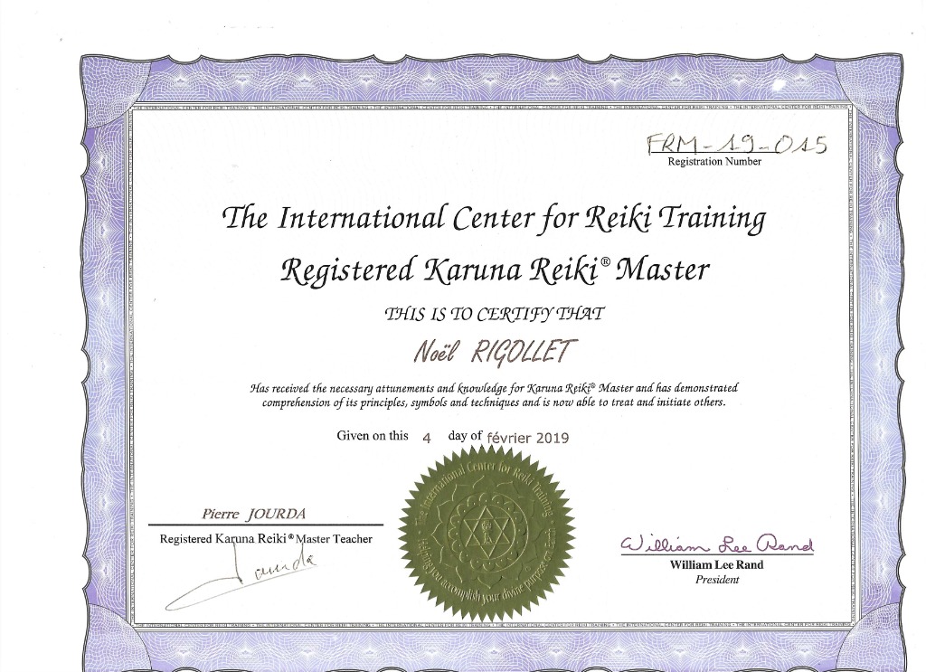 photo diplome Noël - Maître Reiki-