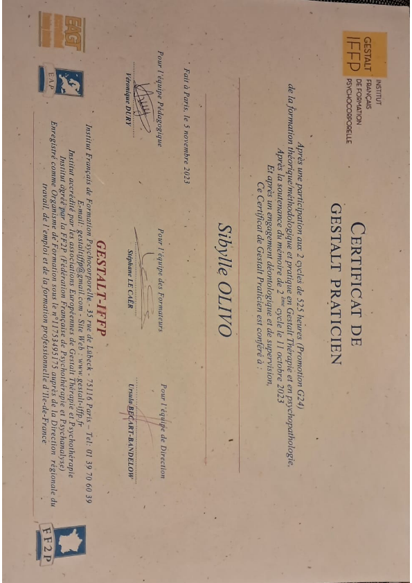 photo diplome Sibylle olivo