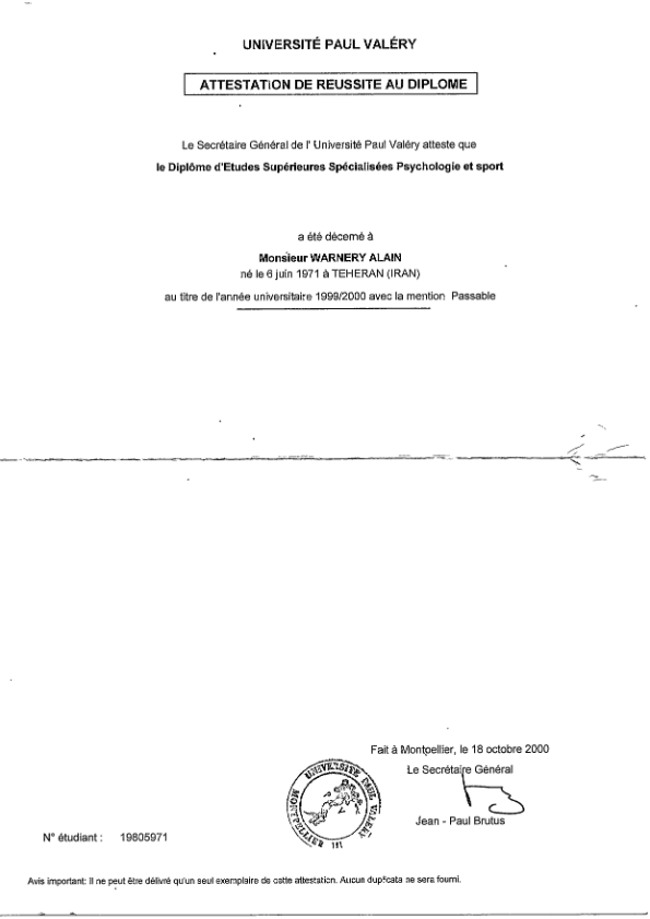 photo diplome Alain Warnery 