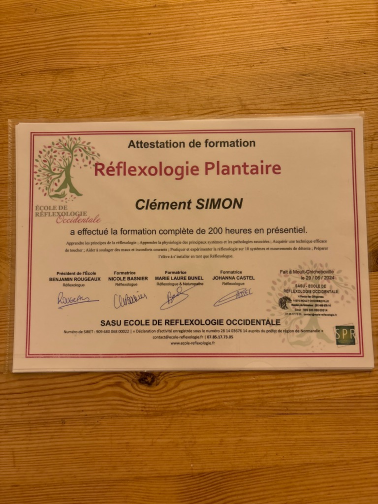 photo diplome Le Reflexologue