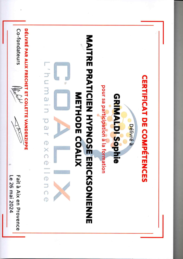 photo diplome Sophie Grimaldi