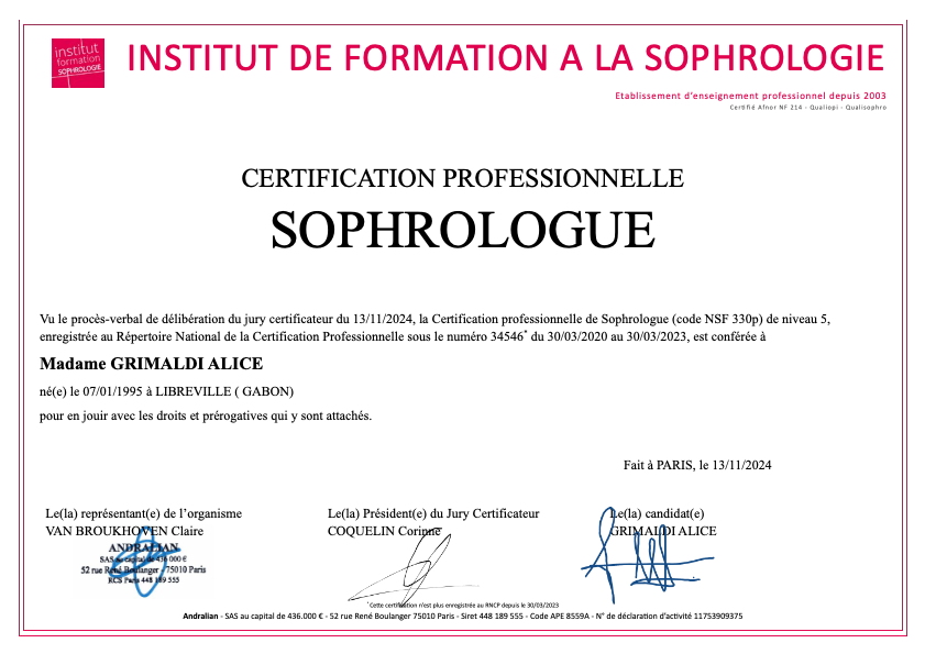 photo diplome Alice Grimaldi