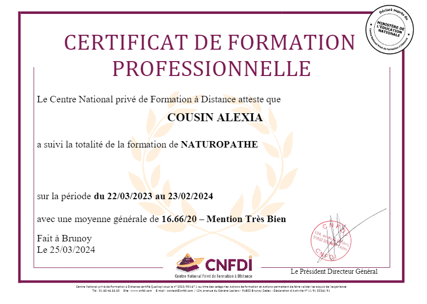 photo diplome Alexia Cousin