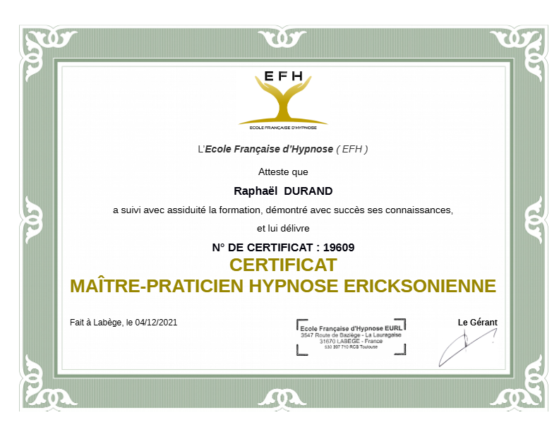 photo diplome ChangEvolution Raphaël Durand