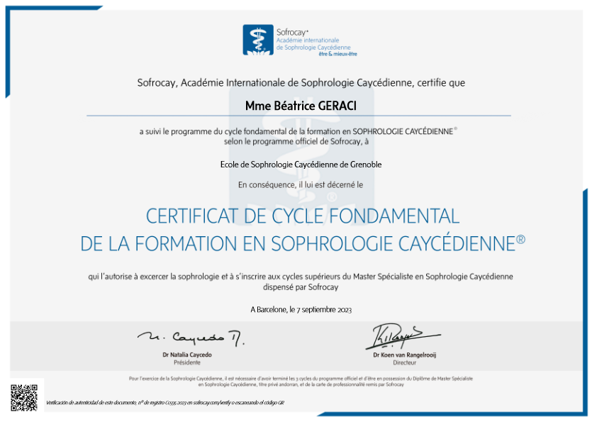 photo diplome Béatrice Géraci