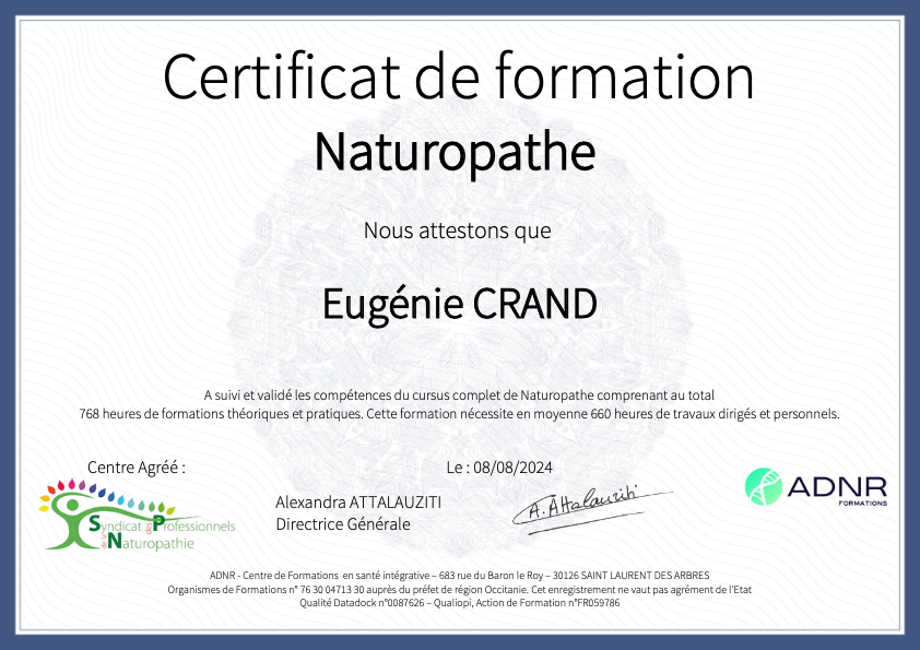 photo diplome Eugénie Crand