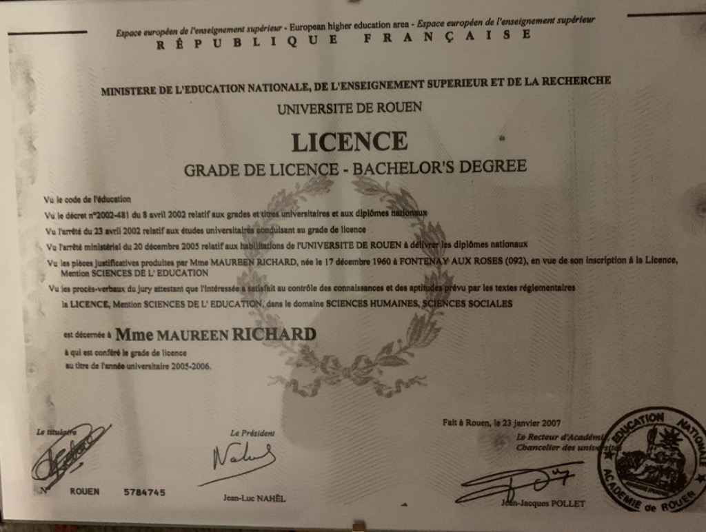 photo diplome Maureen RICHARD - GAND 