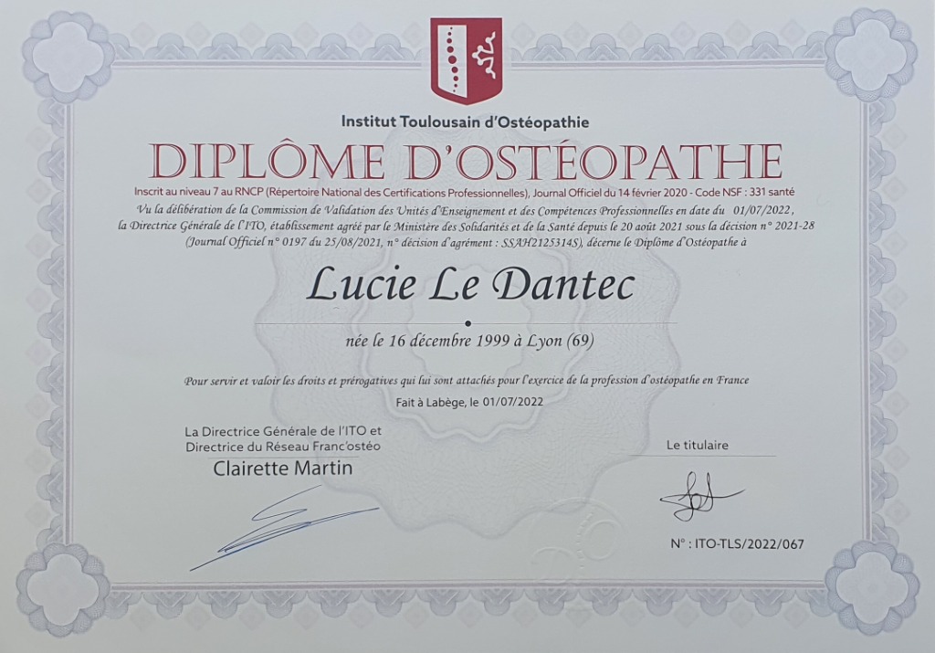 photo diplome Lucie Le Dantec EI