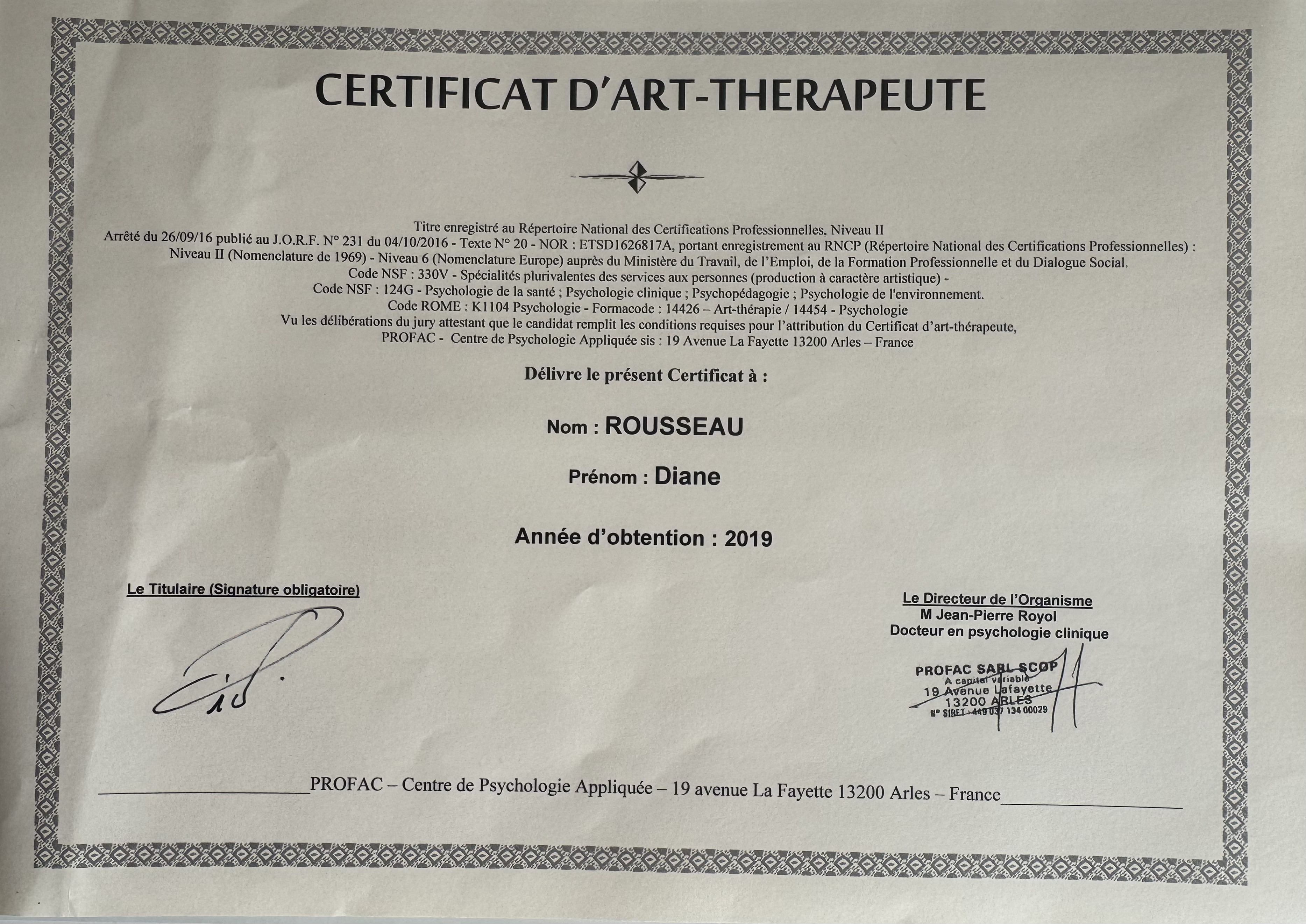 photo diplome Diane Rousseau