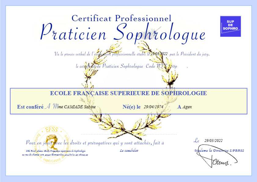 photo diplome AURA SEREINE