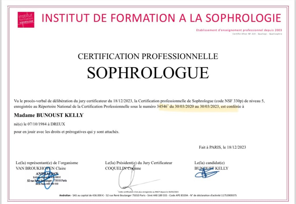 photo diplome BUNOUST Kelly - Conscience en soi 