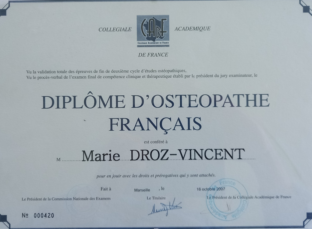 photo diplome Marie Droz-Vincent