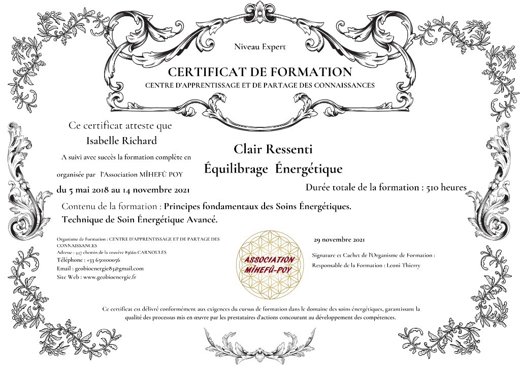 photo diplome Isabelle Richard