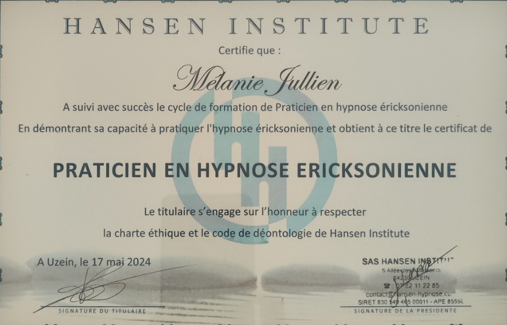 photo diplome HypnoSens