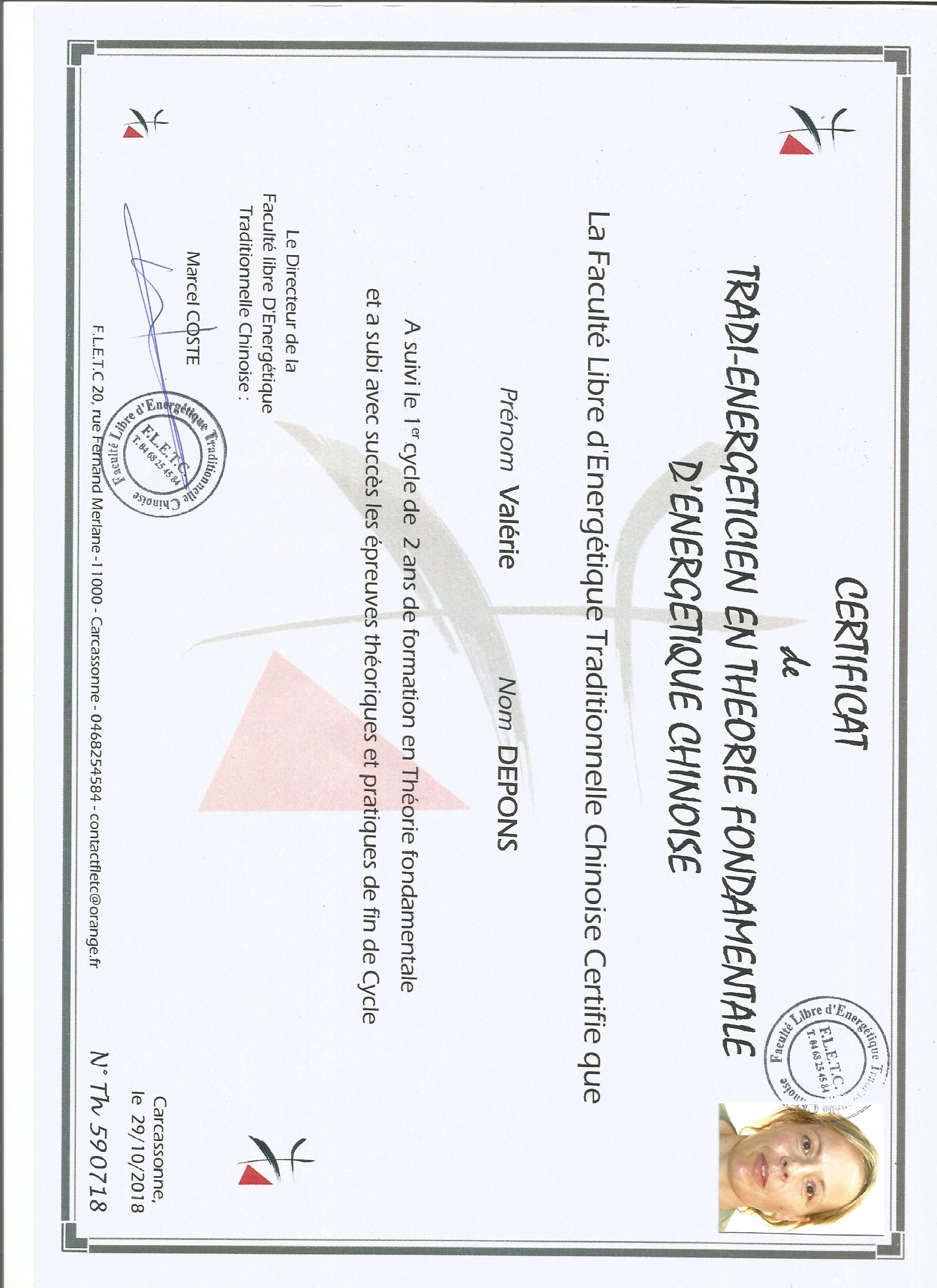 photo diplome VALERIE ALLAIS