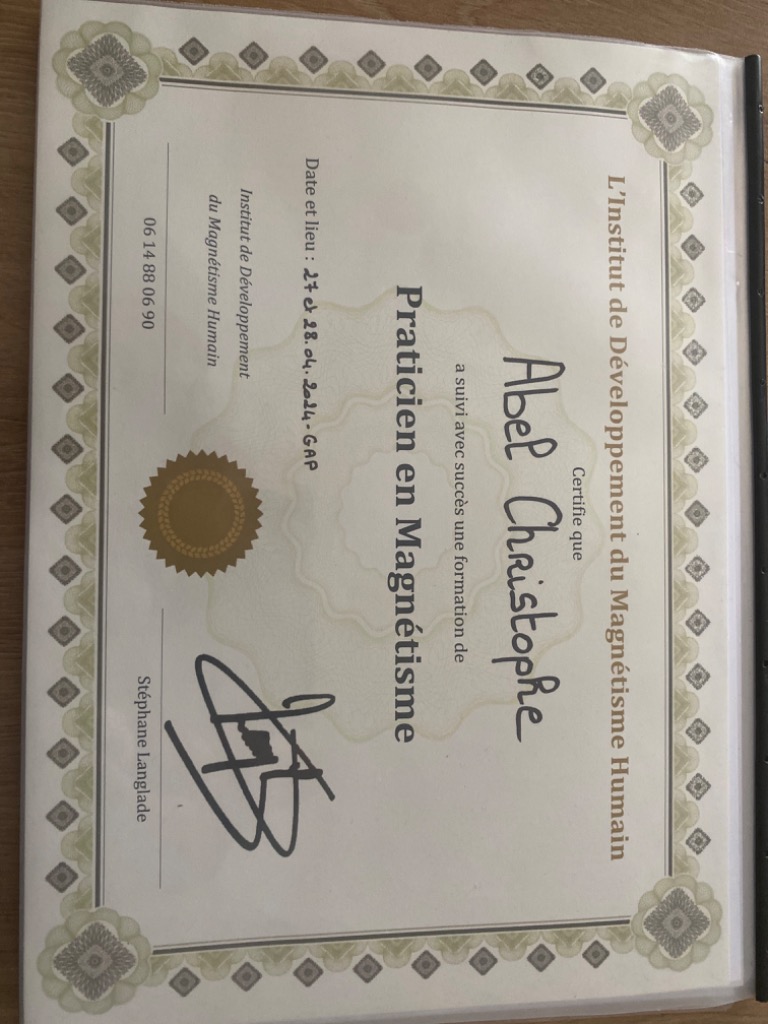 photo diplome Christophe abel