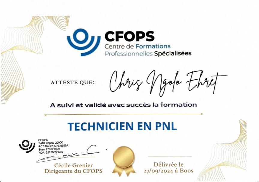 photo diplome Chris NGOLO EHRET