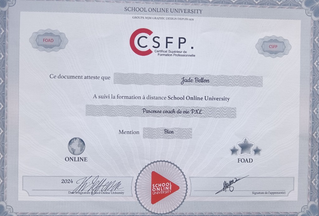 photo diplome Coach de vie 