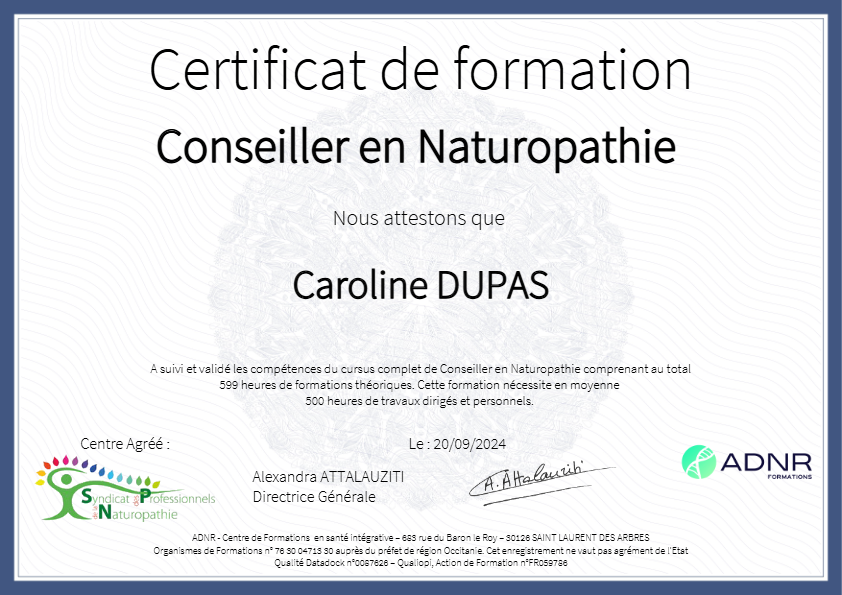 photo diplome Caroline DUPAS