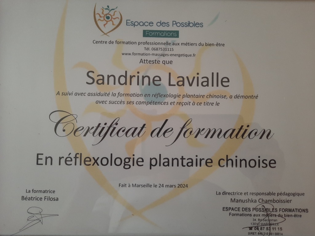 photo diplome Sandrine LAVIALLE