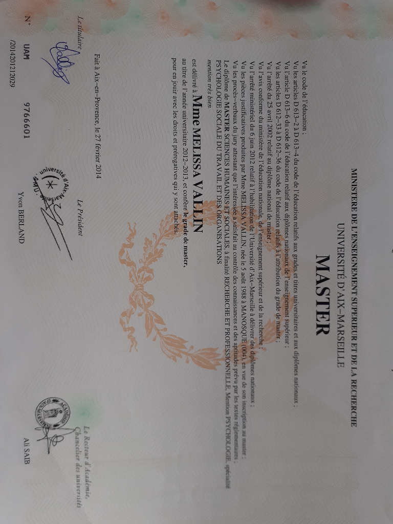 photo diplome Mélissa VALLIN