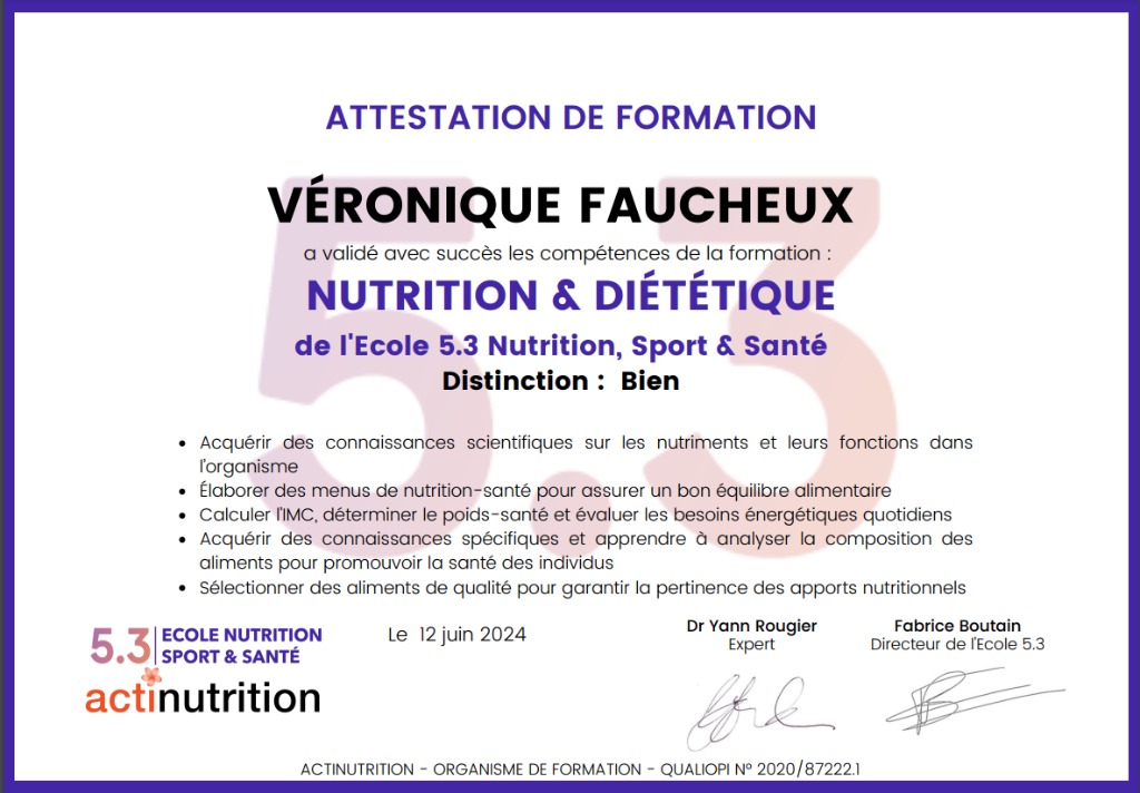 photo diplome NUTRI ÉQUILIBRE