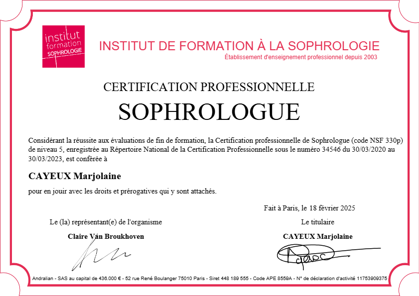 photo diplome Marjolaine CAYEUX