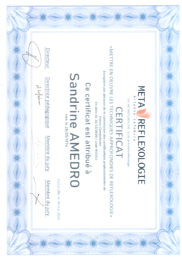 photo diplome Sandrine AMEDRO