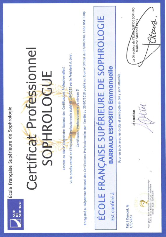 photo diplome Emmanuelle BARRAUD-ESPOSITO