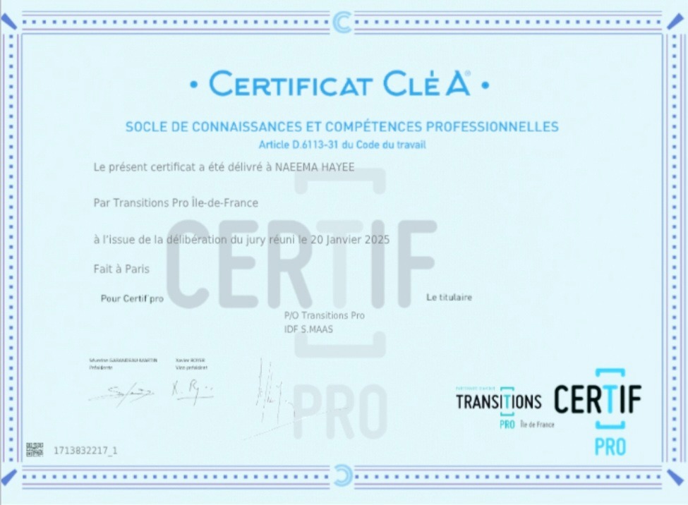 photo diplome Sérénité et Bien-Être