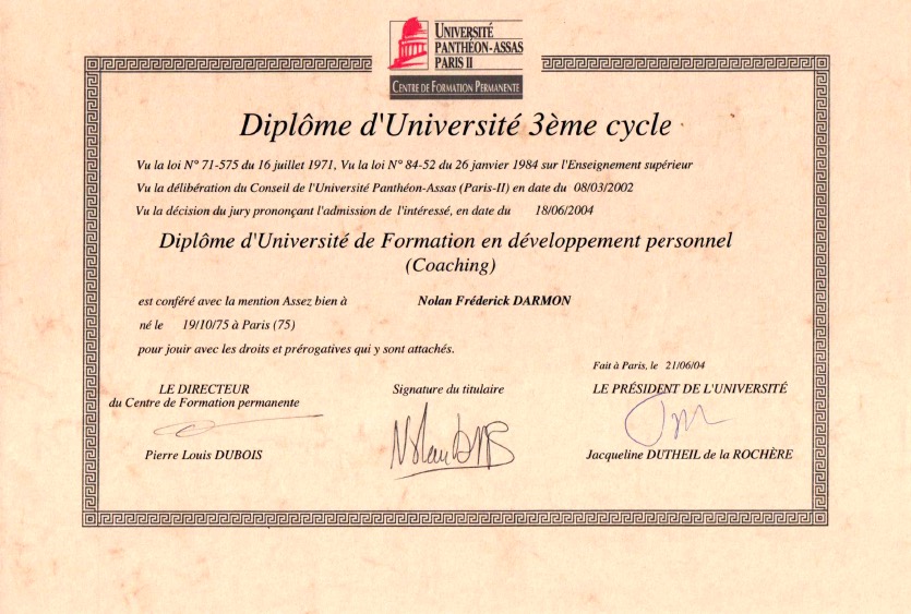 photo diplome Nexeone Capital 