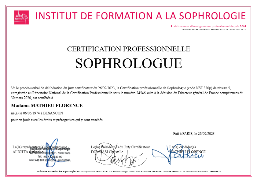photo diplome Florence MATHIEU