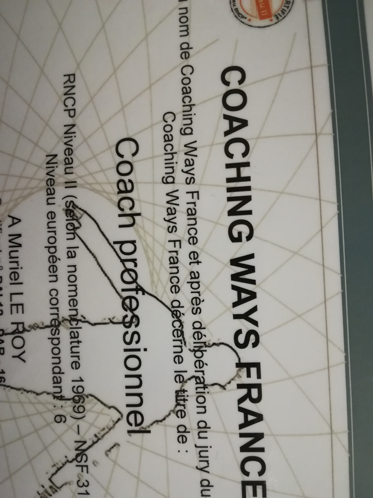 photo diplome Muriel Le Roy Coaching