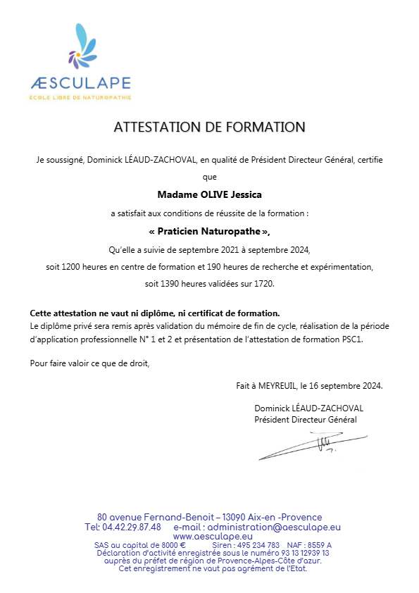 photo diplome Jessica OLIVE