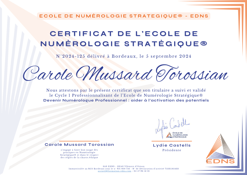 photo diplome Carole MUSSARD-TOROSSIAN