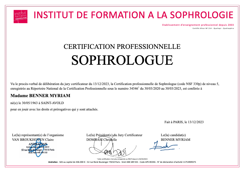 photo diplome MYRIAM BENNER