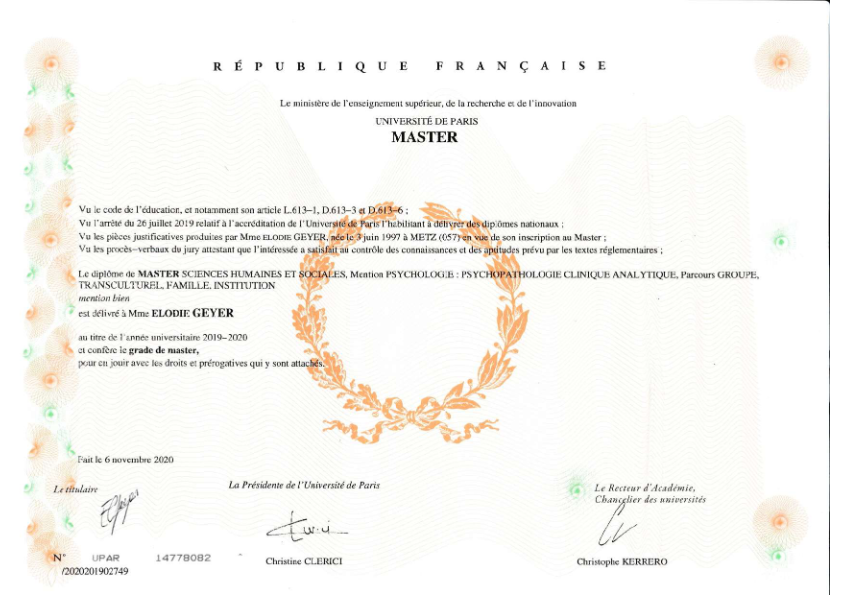 photo diplome Elodie GEYER