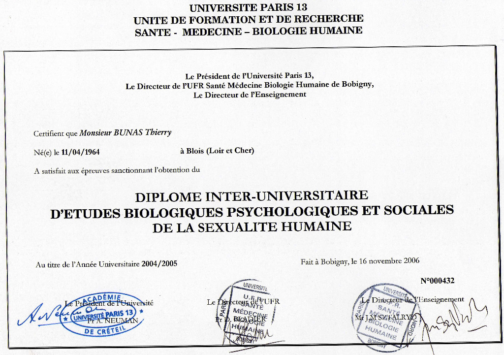 photo diplome Thierry BUNAS