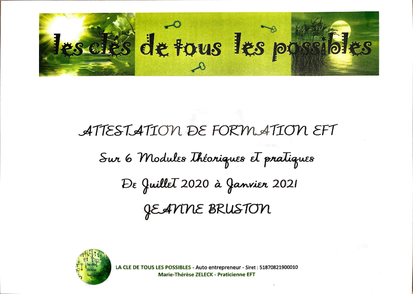 photo diplome EFT by Jeanne