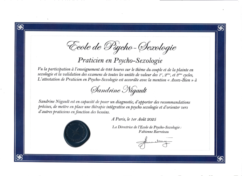 photo diplome Sandrine Nigault