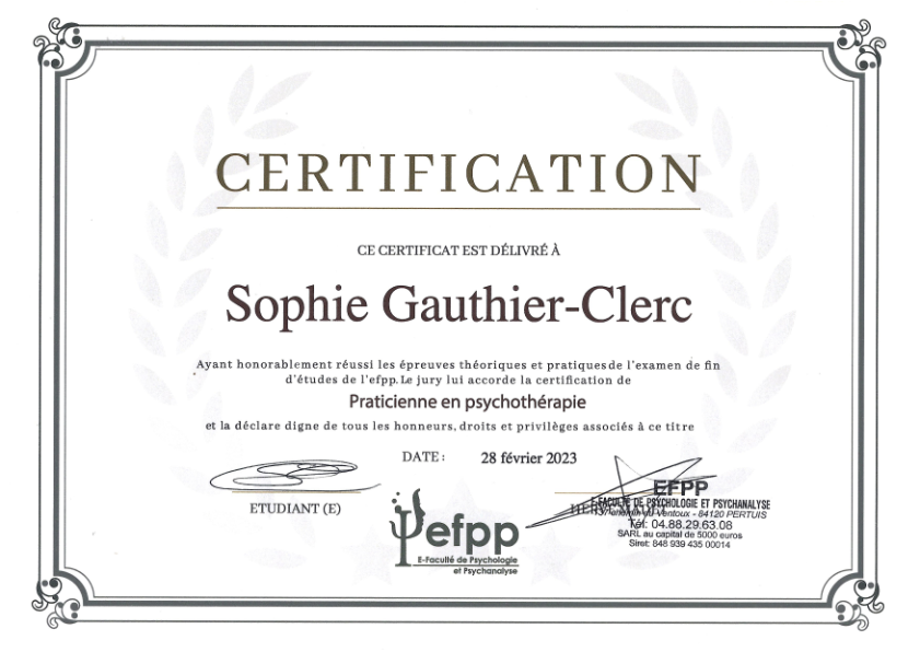 photo diplome Sophie Gauthier-Clerc