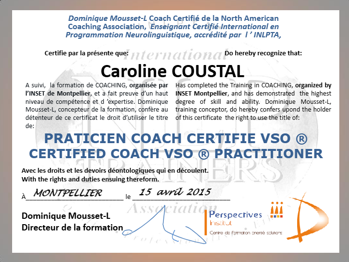 photo diplome Caroline COUSTAL