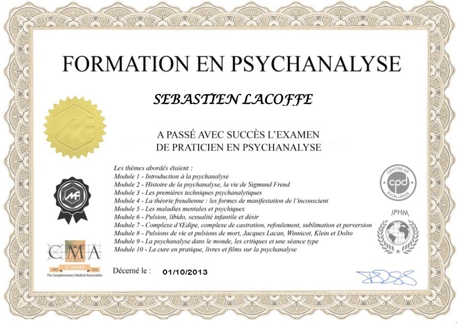 photo diplome Psychothéracoach