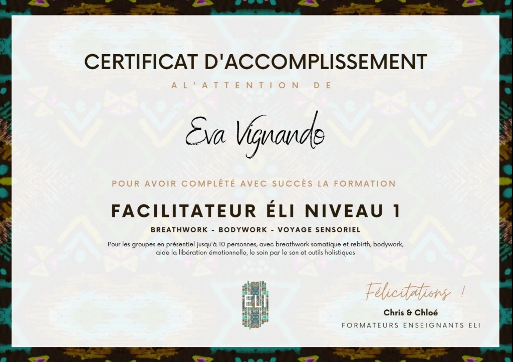 photo diplome Eva O’Naturelle