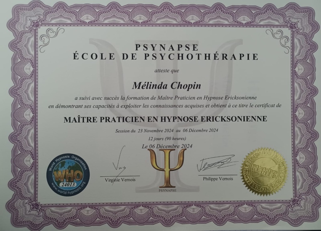 photo diplome Mélinda CHOPIN
